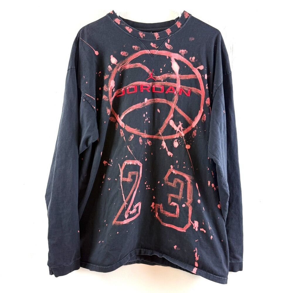 Air Jordan Men’s Medium Black Long Sleeve Athletic Shirt 100% Cotton Vintage XL